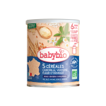 BABYBIO 5 CEREALES VERVEINE FLEUR D’ORANGER CAMOMILLE 220G