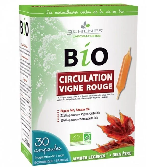 3 CHENES BIO CIRCULATION VIGNE ROUGE 30 AMPOULES