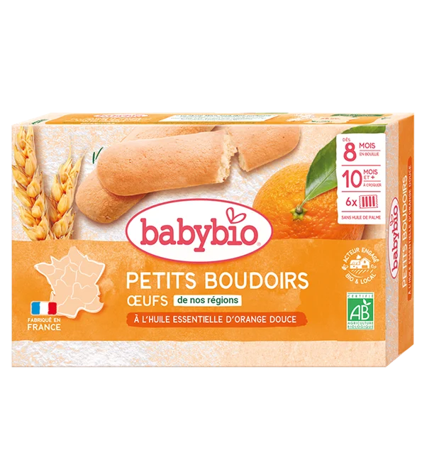 BABYBIO Petits Boudoirs à l’huile Essentielle d’orange Douce 120G