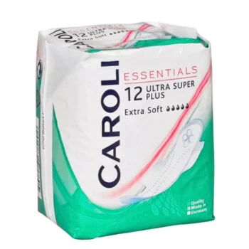 CAROLI SERVIETTES PÉRIODIQUES ULTRA SUPER PLUS CAPACITÉ D’ABSORPTION 5 GOUTTES PAQUET X12