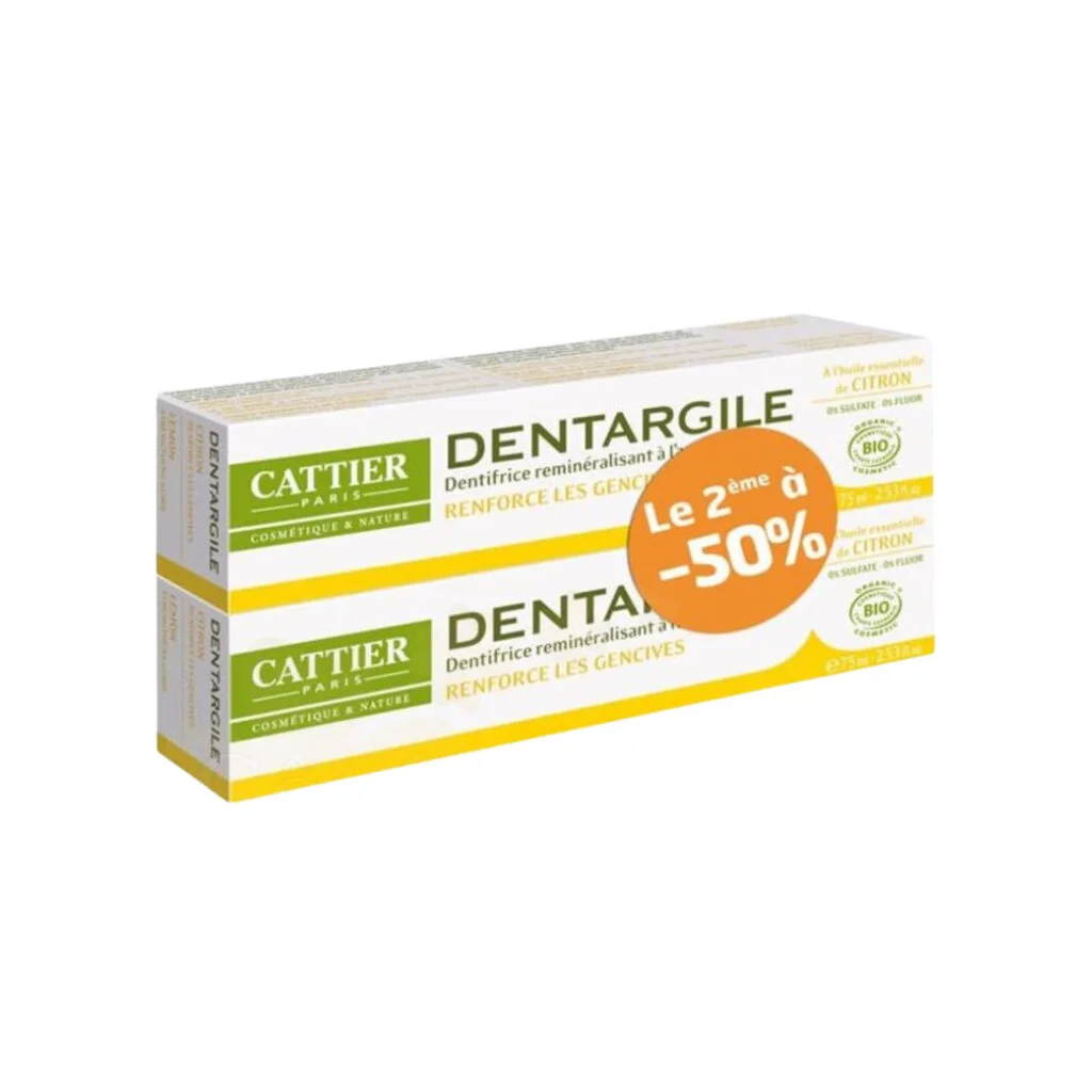 Cattier-Duo-pack-Dentargile-Dent-Citron-275ml-1.jpg Cattier Dentargile Dentifrice Citron 2 x 75ml Pack