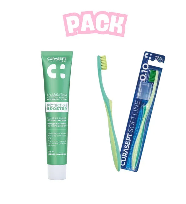 Curasept Dentifrice Booster Herbal Invasion 75ml+Brosse a Dents Maxi Soft Pack