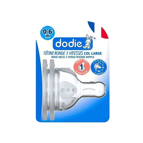 Dodie – Tétines Initiation+ col large (0-6 M) 3 vitesses Débit 1 (X2)
