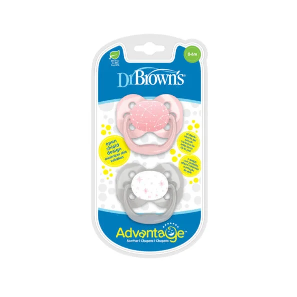 Dr Brown’s 2 Sucette Advantage Etoile Rose 0-6m