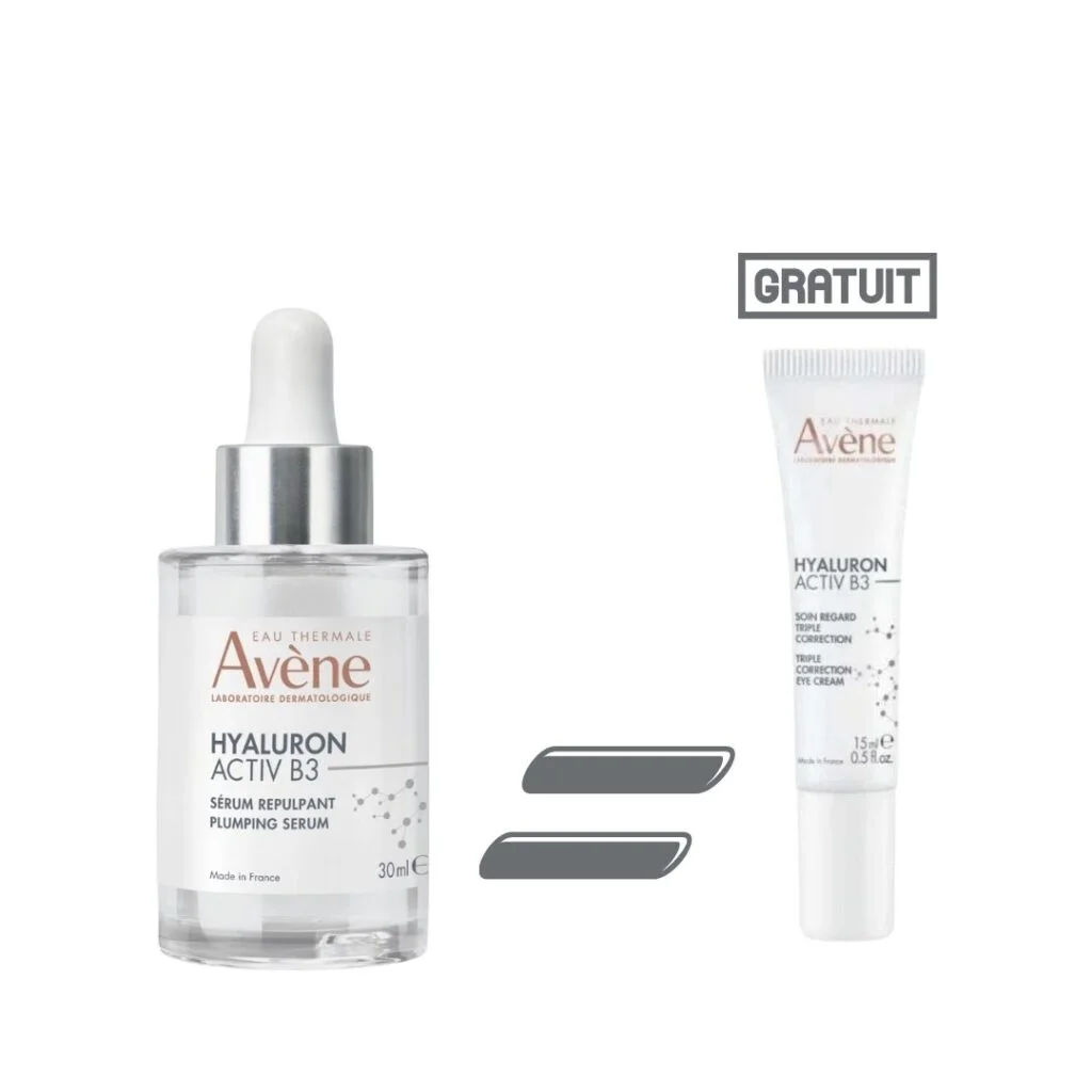 avene-hyaluron-activ-b3-serum-pack-.jpg Eau Thermale Avène Sérum Concentré Repulpant HYALURON ACTIV B3 30 ml = Soin regard triple correction HYALURON ACTIV B3 15 ml Offert
