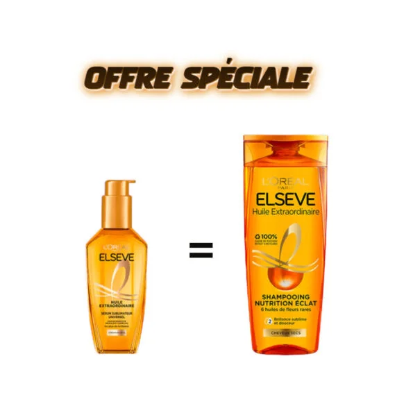 Elseve Huile Extraodinaire Cheveux tres Secs  shampooing 200ml+Serum 100ml