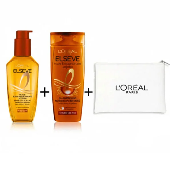 Elseve Huile Extraordinaire Jojoba+shampooing 200ml+Trousse Blanche Pack