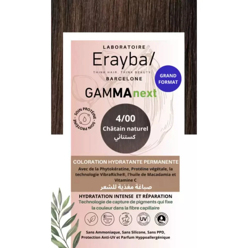 Erayba-Gamma-next-Coloration-400-chatin-naturel-1.jpg Erayba Gamma Next Coloration 4/00 chatin naturel Coloration Hydratante Permanente