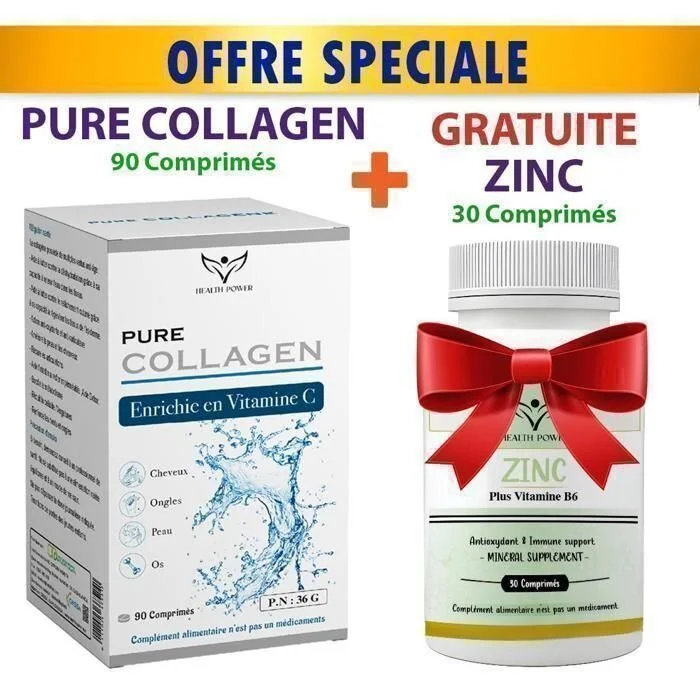 health-power-pure-collagen-zinc-pack-1.jpg HEALTH POWER PURE COLLAGEN 90 Comprimés +ZINC 30 Comprimés OFFERT