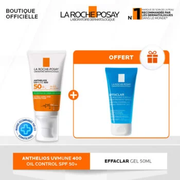 La Roche-Posay Anthelios UV MUNE Crème Solaire Matifiante SPF50ml = Effaclar Gel Nettoyant 50ml Offert