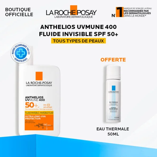La Roche-Posay ANTHELIOS UVMUNE 400 Crème Solaire Fluide Invisible = Eau Thermale 50ml Offerte