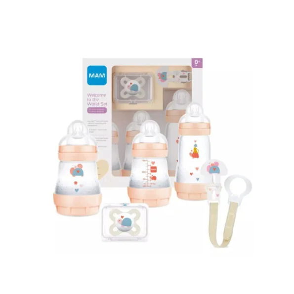 Mam Duo World Set +0m  Biberon Gm & Peaux Mix+Attache Sucette+Sucette +0m
