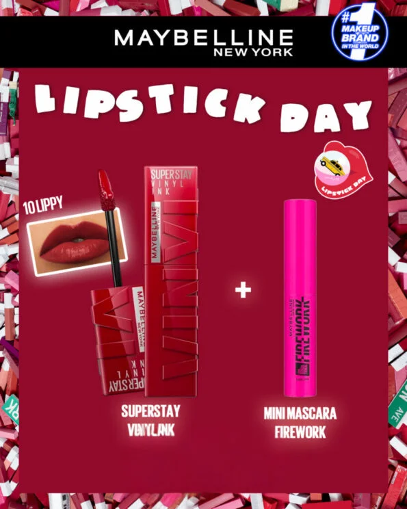 MAYBELLINE 10 SUPERSTAY VINYL INK LIPPY = MINI MASCARA FIREWORK