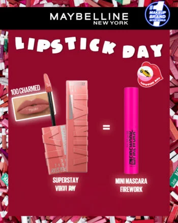 MAYBELLINE SUPERSTAY VINYL INK 100 CHARMED NU INT = MINI MASCARA FIREWORK