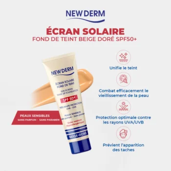NEW DERM Crème solaire SPF50+ Beige Doré