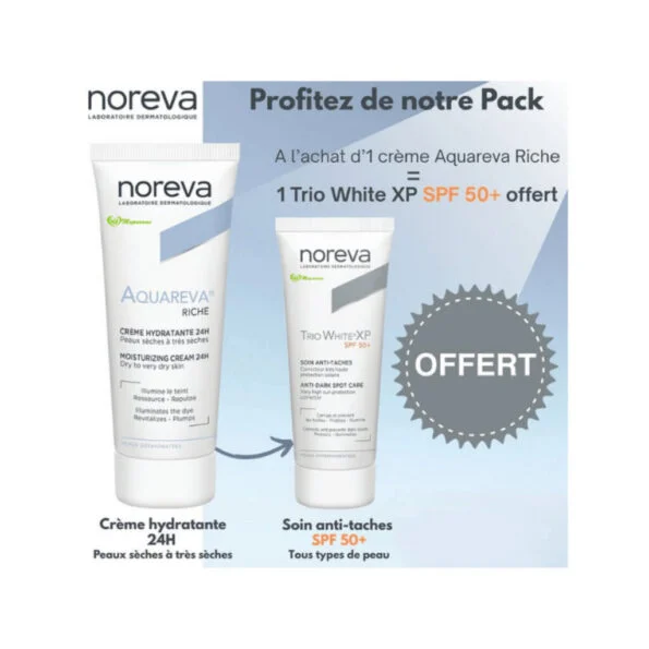 NOREVA Aquareva Duo Pack Creme Riche 40ml+Triowhite XP Spf50+ 40ml
