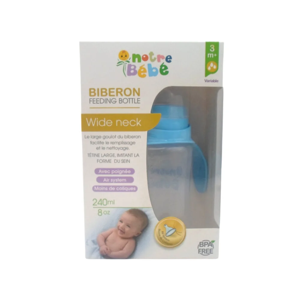 Notre-bebe-bib-opaque-avec-poignet-3m-240ml-1.jpg Notre Bebe Biberon Opaque Avec Poignet +3m 240ml