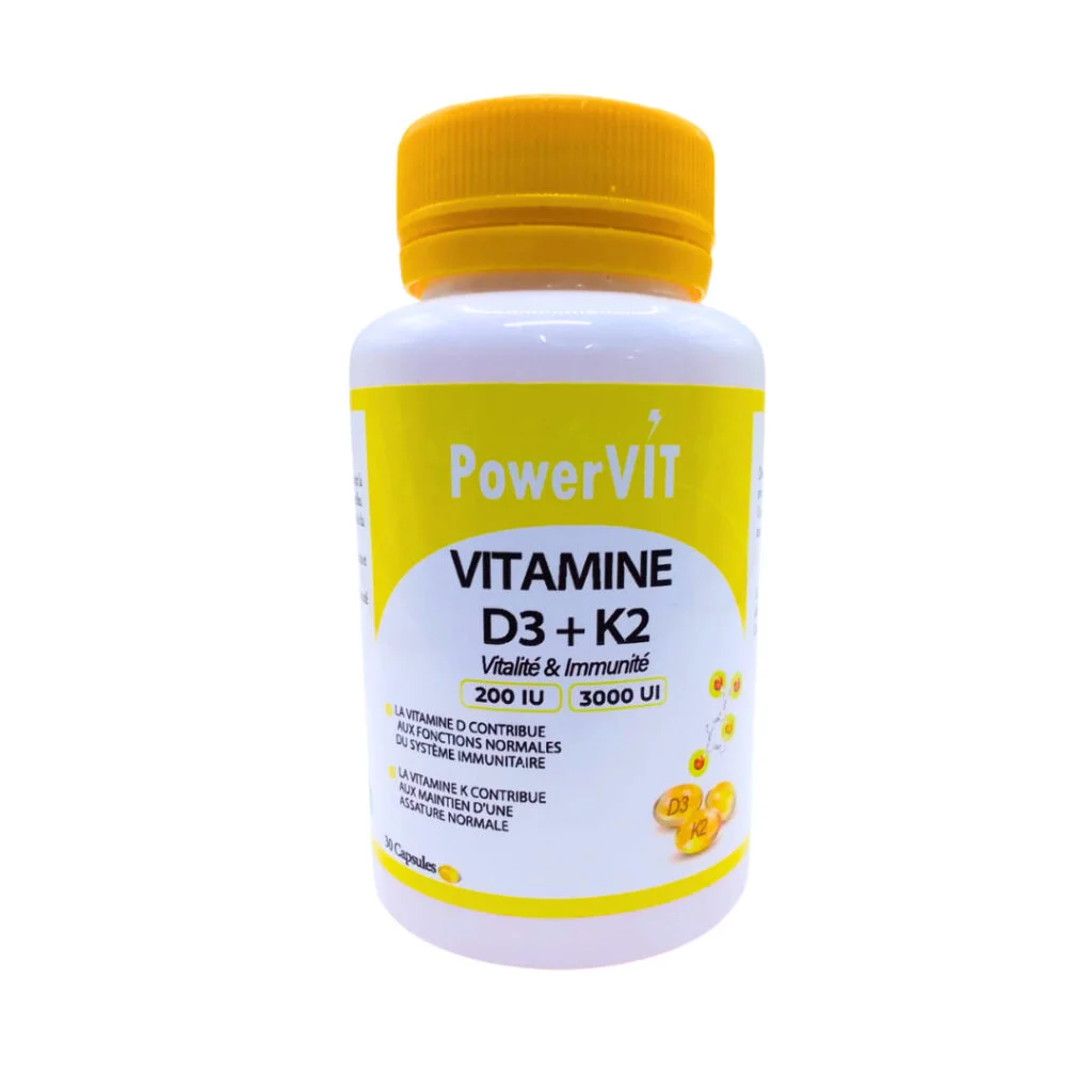 Powervit-Vitamine-D3K2-30capsules.jpg PowerVit Vitamine D3+K2 30 Capsules