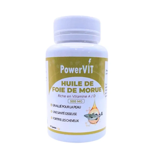 PowerVit Huile de Foie de Morue 500mg 60 Gelules