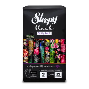 Sleepy Black Panty Liner Long 32 Pieces