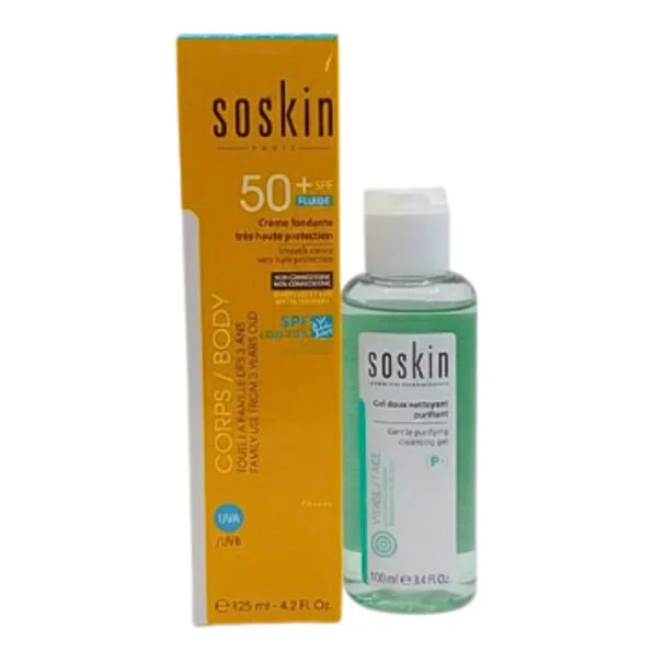 Soskin Ecran Invisible Spf50+ 50ml+Gel Doux Nettoyant 100ml