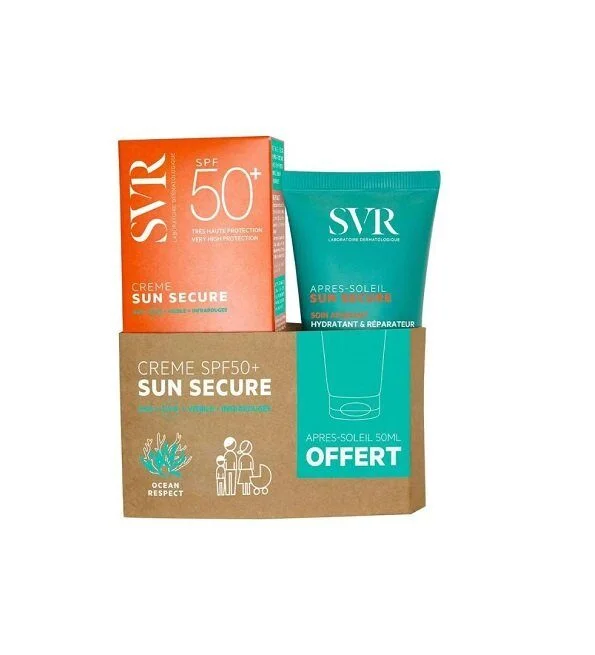 SVR-SUN-SECURE-PACK-1.jpg SVR ECRAN SUN SECURE CREME SPF 50ML = LAIT APRES SOLEIL 50ML OFFERT