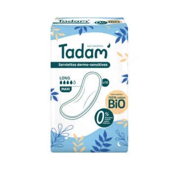 Tadam Serviette Ultra Coton Bio Long Maxi 16 unités