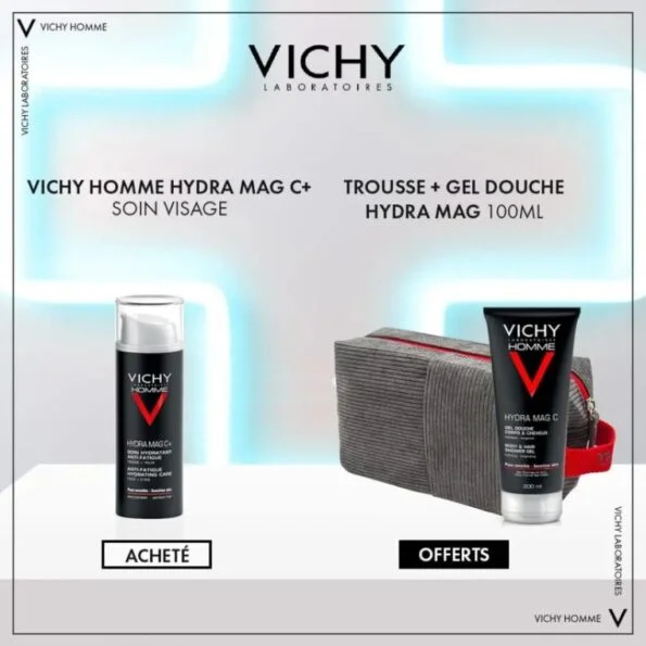 Vichy Homme Hydra mag C+ 100ml+hydra mag C gel 100ml Trousse