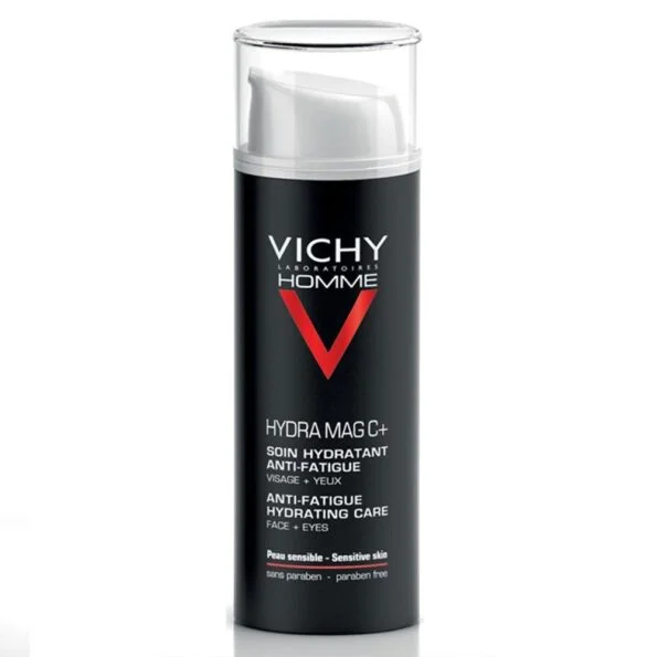 Vichy Homme Hydra Mag C+ Soin Hydratant Anti-Fatigue Visage et Yeux Sensibles | 50ml