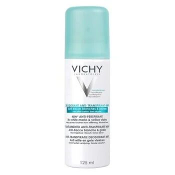Vichy Dermo-Tolérance Déodorant Anti-Transpirant 48H Anti-Traces Jaunes et Blanches Aérosol | 125ml