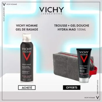 Vichy Homme Gel de rassage 150ml+hydra mag C 100ml Trousse