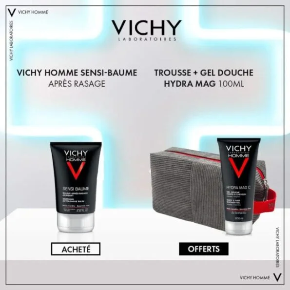 Vichy Homme Sensi baume 75ml+hydra mag C 100ml Trousse