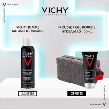 Vichy Homme Mousse a rasser 200ml+hydra mag C 100ml Trousse