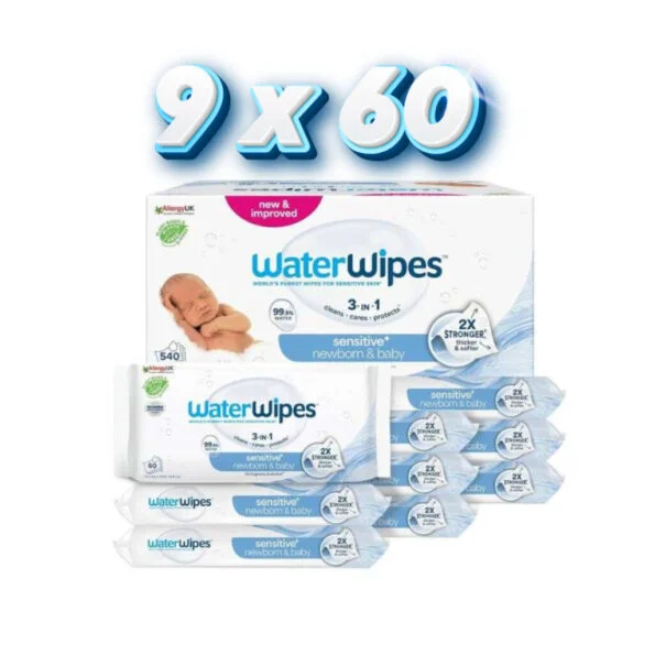 Water Wipes Lingettes Bebe 9×60 Pieces pack