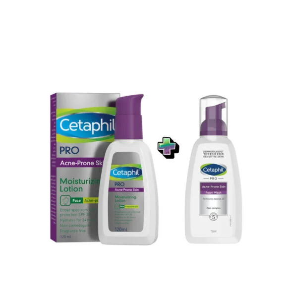 Cetaphil Pro Acno Lotion Hydratant 120ml+Mousse Nettoyant 235ml Pack