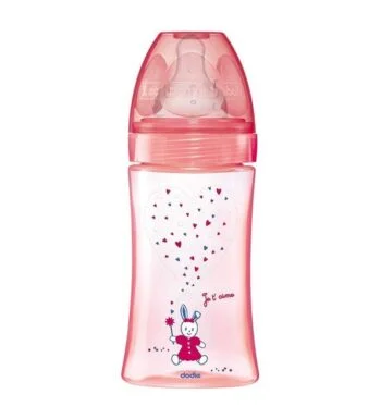 DODIE BIBERON INITIATION+ 270ML ROSE LICORNE 0-6 M TÊTE RONDE 3 VIT D2
