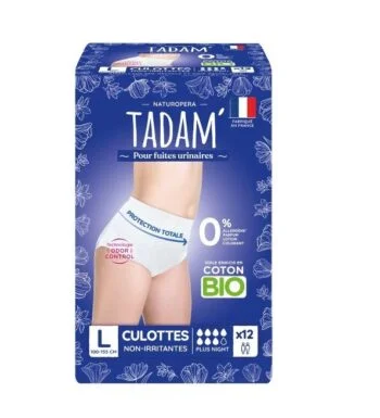 TADAM CULOTTES FUITES URINAIRES PLUS NUIT TAILLE L X12